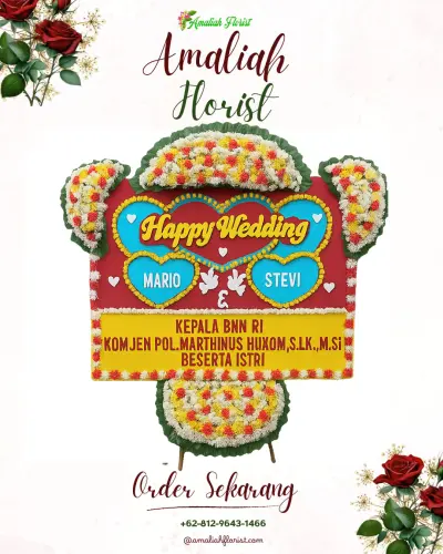 Karangan Papan Bunga Pernikahan di Pradah Kalikendal